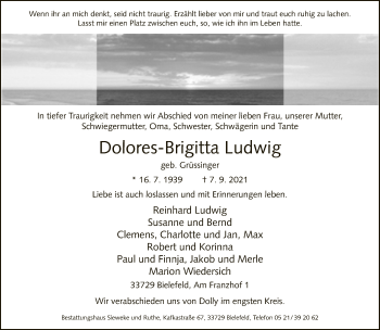 Traueranzeige von Dolores-Brigitta Ludwig von Neue Westfälische