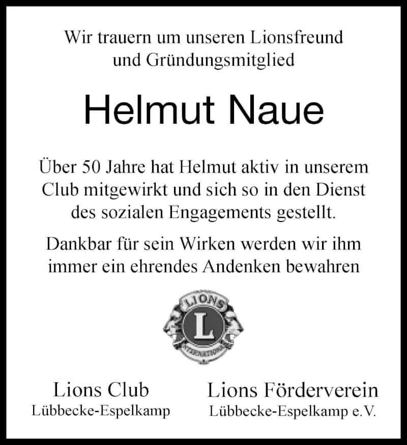  Traueranzeige für Helmut Naue vom 30.09.2021 aus Neue Westfälische