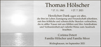 Traueranzeige von Thomas Hölscher von Neue Westfälische
