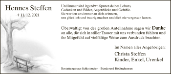 Traueranzeige von Hennes Steffen von Neue Westfälische