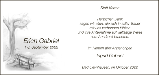 Traueranzeige von Erich Gabriel von Neue Westfälische