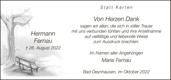 Traueranzeige von Hermann Fernau von Neue Westfälische