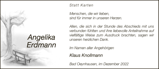 Traueranzeige von Angelika Erdmann von Neue Westfälische