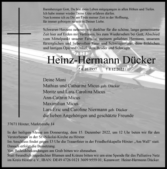 Traueranzeige von Heinz-Hermann Dücker von Neue Westfälische