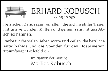 Traueranzeige von Erhard Kobusch von Neue Westfälische