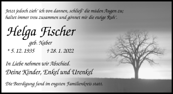 Traueranzeige von Helga Fischer von Neue Westfälische