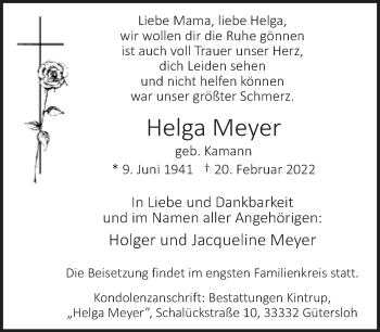 Traueranzeige von Helga Meyer von Neue Westfälische