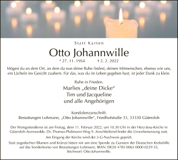 Traueranzeige von Otto Johannwille von Neue Westfälische