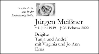 Traueranzeige von Jürgen Meißner von Neue Westfälische