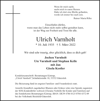 Traueranzeige von Ulrich Varnholt von Neue Westfälische