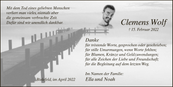 Traueranzeige von Clemens Wolf von Neue Westfälische