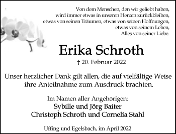 Traueranzeige von Erika Schroth von Neue Westfälische