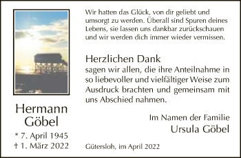 Traueranzeige von Hermann Göbel von Neue Westfälische