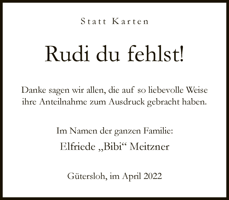 Traueranzeige für Rudi  vom 09.04.2022 aus Neue Westfälische