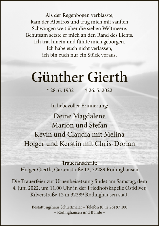 Traueranzeige von Günther Gierth von Neue Westfälische