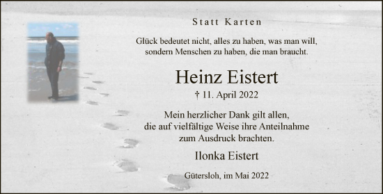 Traueranzeige von Heinz Eistert von Neue Westfälische