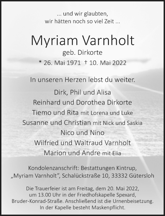 Traueranzeige von Myriam Varnholt von Neue Westfälische