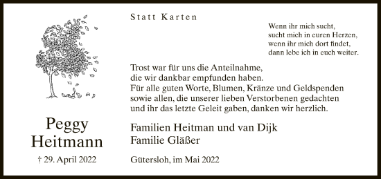 Traueranzeige von Peggy Heitmann von Neue Westfälische