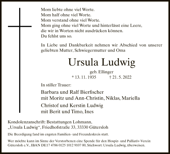 Traueranzeige von Ursula Ludwig von Neue Westfälische