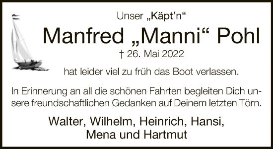 Traueranzeige von Manfred Pohl von Neue Westfälische