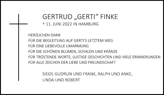 Traueranzeige von Gertrud Finke von Neue Westfälische