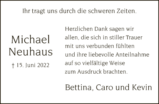 Traueranzeige von Michael Neuhaus von Neue Westfälische