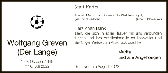 Traueranzeige von Wolfgang Greven von Neue Westfälische