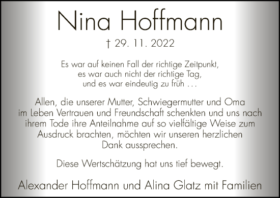 Traueranzeige von Nina Hoffmann von Neue Westfälische