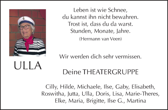 Traueranzeige von Ulla  von Neue Westfälische