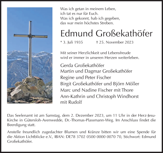 Traueranzeige von Edmund Großekathöfer von Neue Westfälische