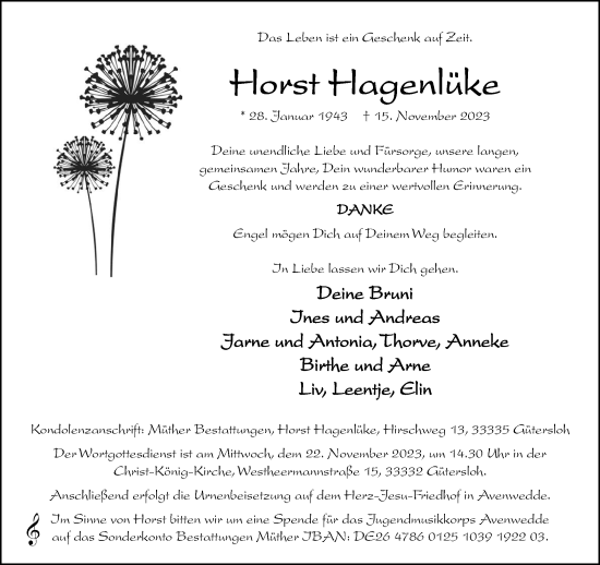 Traueranzeige von Horst Hagenlüke von Neue Westfälische
