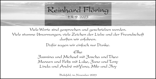Traueranzeige von Reinhard Flöring von Neue Westfälische