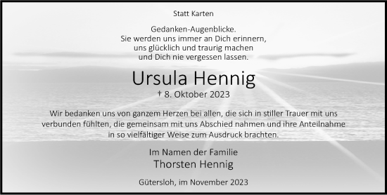 Traueranzeige von Ursula Hennig von Neue Westfälische