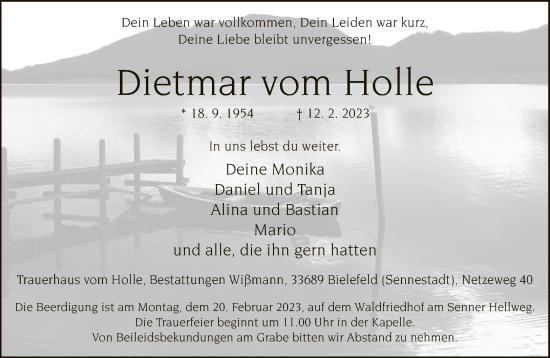 Traueranzeige von Dietmar vom Holle von Neue Westfälische