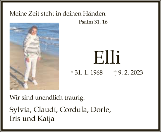Traueranzeige von Elli  von Neue Westfälische
