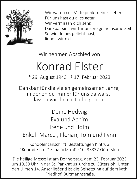 Traueranzeige von Konrad Elster von Neue Westfälische