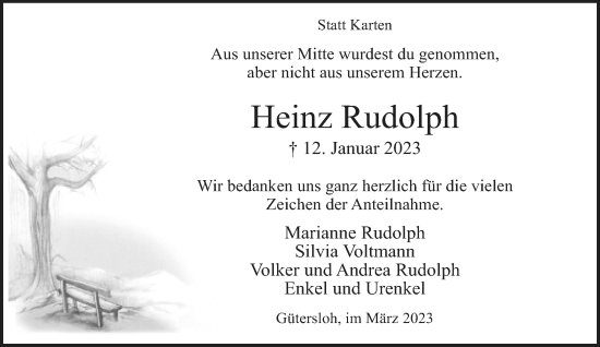 Traueranzeige von Heinz Rudolph von Neue Westfälische