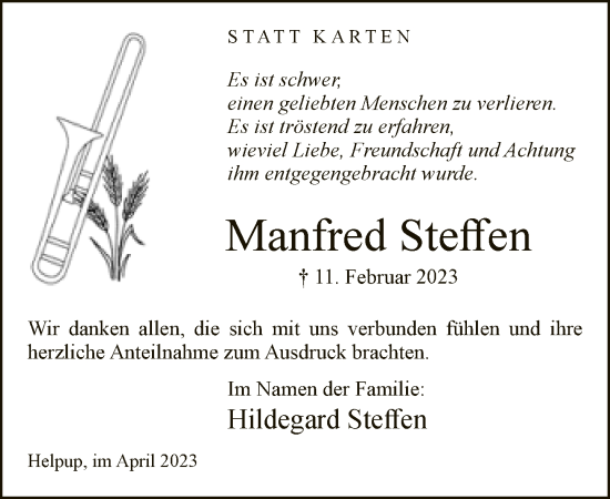 Traueranzeige von Manfred Steffen von Neue Westfälische
