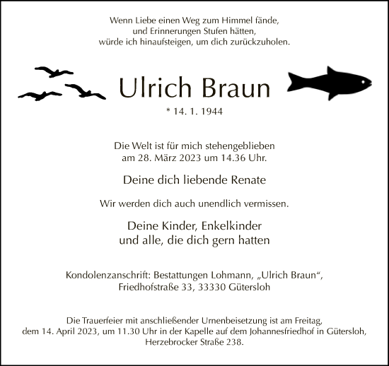 Traueranzeige von Ulrich Braun von Neue Westfälische