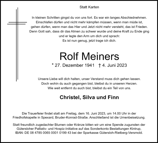Traueranzeige von Rolf Meiners von Neue Westfälische