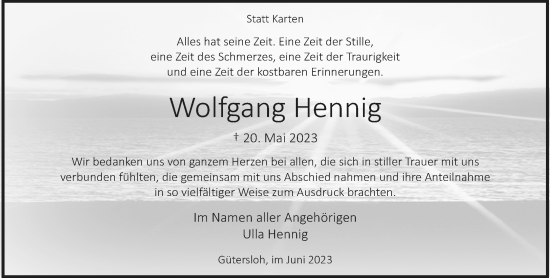 Traueranzeige von Wolfgang Hennig von Neue Westfälische