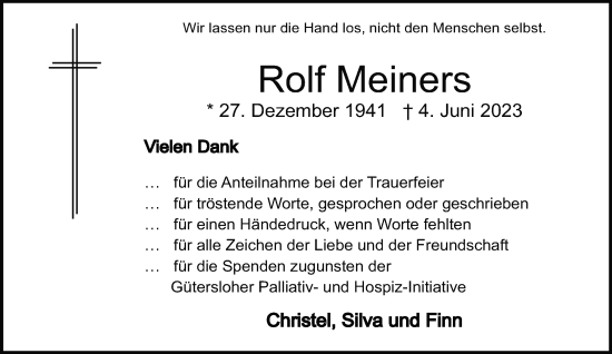 Traueranzeige von Rolf Meiners von Neue Westfälische