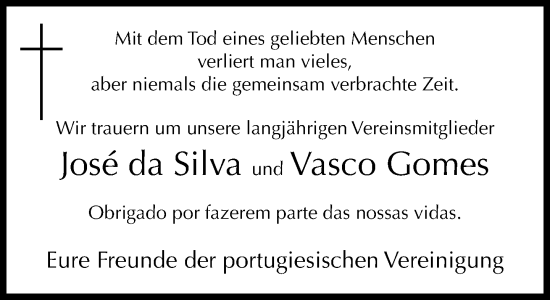 Traueranzeige von Nachruf portugiesische Vereinigung von Neue Westfälische