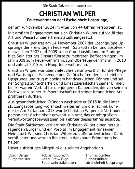 Traueranzeige von Christian Wilper von Neue Westfälische