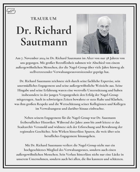 Traueranzeige von Richard Sautmann von Neue Westfälische