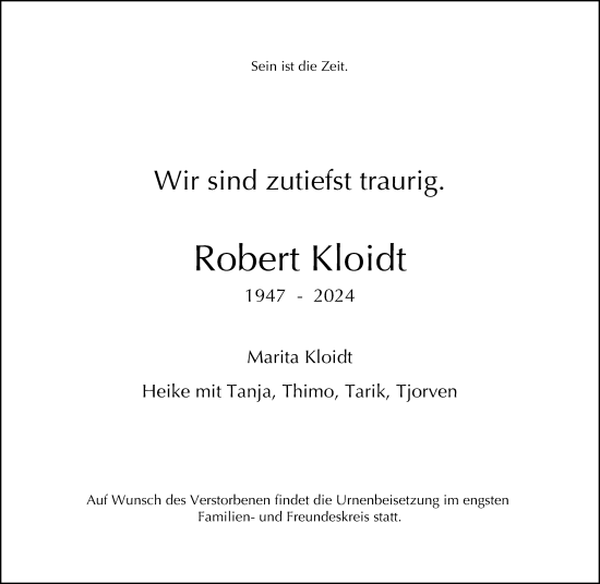 Traueranzeige von Robert Kloidt von Neue Westfälische