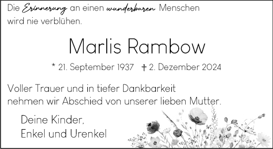 Traueranzeige von Marlis Rambow von Neue Westfälische