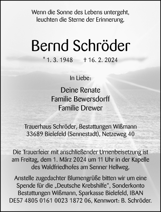 Traueranzeige von Bernd Schröder von Neue Westfälische