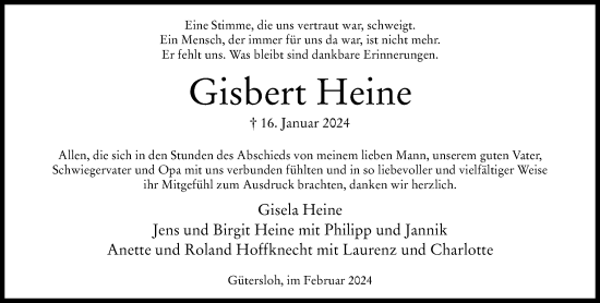 Traueranzeige von Gisbert Heine von Neue Westfälische
