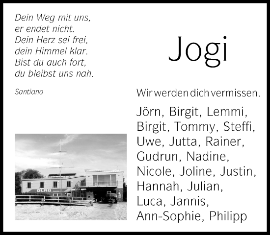 Traueranzeige von Jogi  von Neue Westfälische